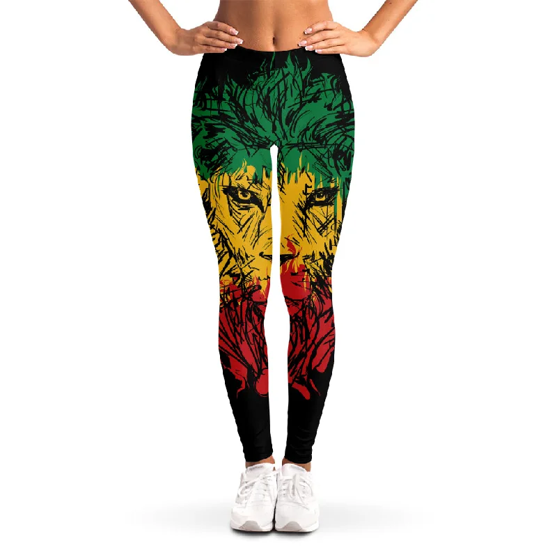 Rasta Lion Print Women's Leggings Trendy Seamless Fit Leggings