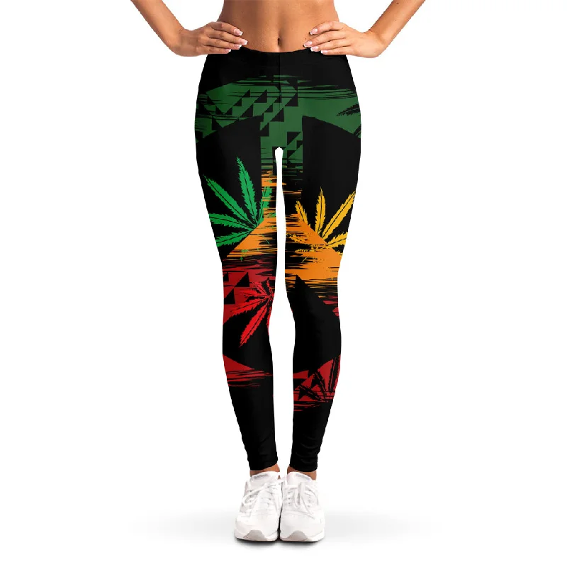 Rasta Peace Sign Print Women's Leggings Comfortable Slip-On Leggings