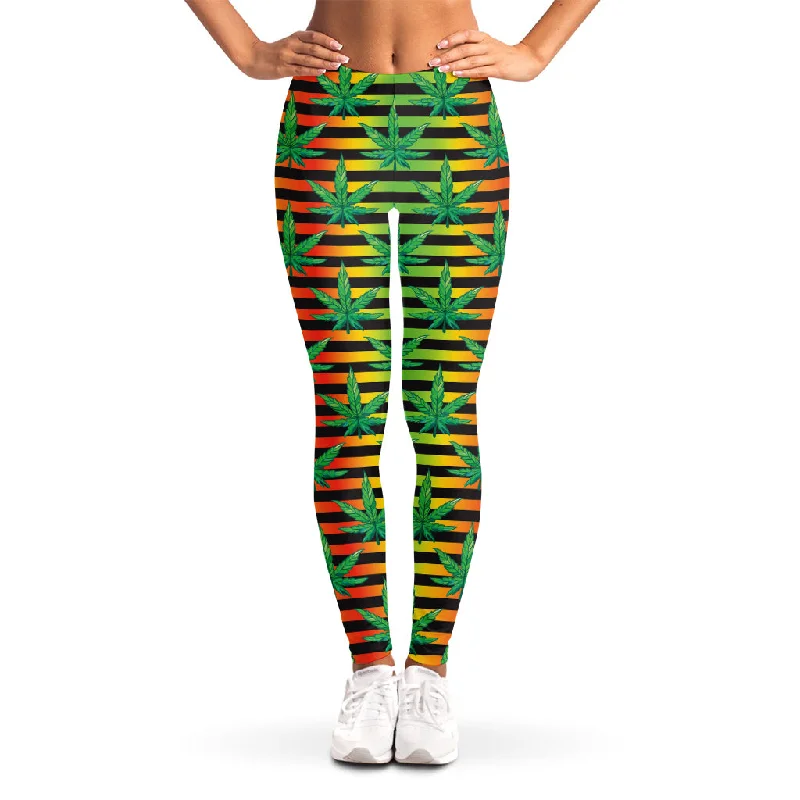 Rasta Striped Pattern Print Women's Leggings Comfortable Yoga Tights Leggings