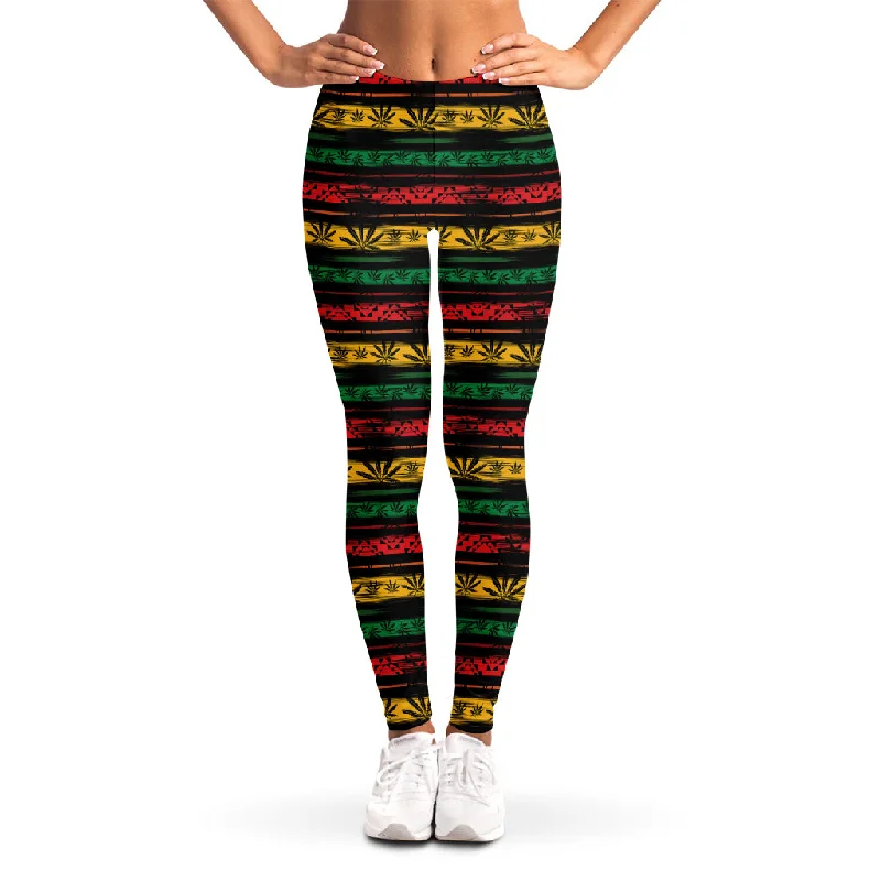 Rastafarian Hemp Pattern Print Women's Leggings Comfortable Bootcut Workout Leggings