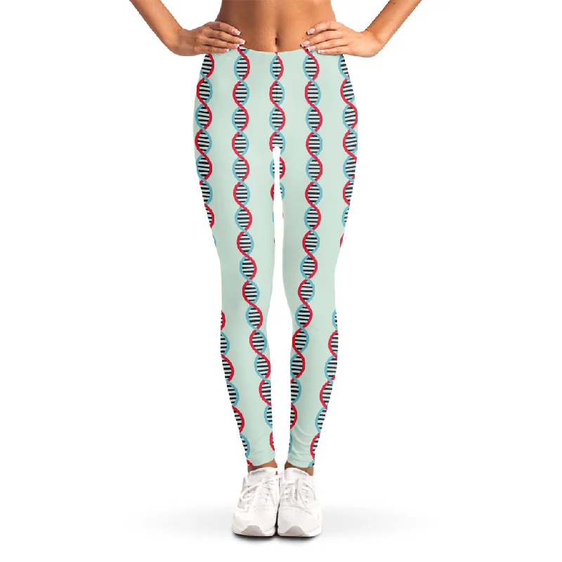 Red And Blue DNA Pattern Print Women's Leggings Stylish Stretch Print Leggings