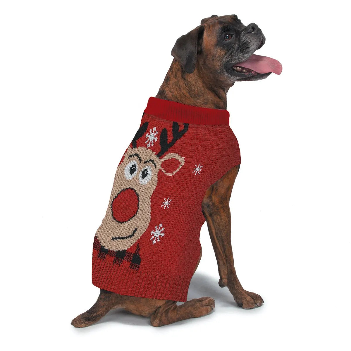 Red Reindeer Holiday Sweater Terry Terry Cloth Terry Knit