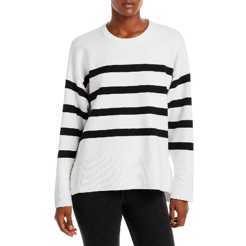 Sundays Womens Valery Striped Knit Crewneck Sweater Ribbed Striped Patterned