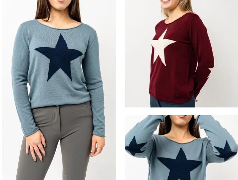 TKEQ- Starlet Crewneck Sweater Long Sweater Short Sweater Cropped Sweater