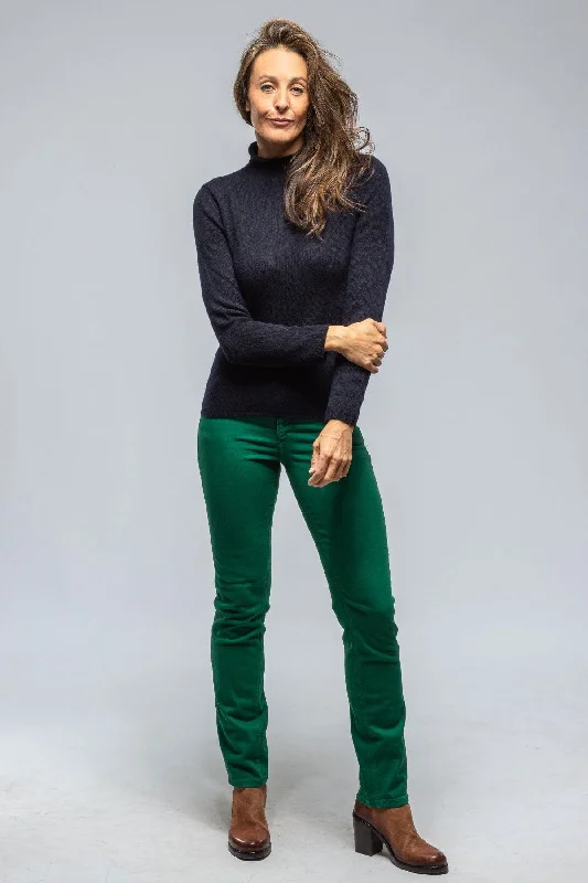 Tromba Mock Neck Cashmere Sweater In Navy Terry Blend Velvet Blend Canvas Blend