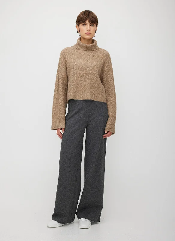 Uptown Cropped Turtleneck Sweater Stretchy Elastic Breathable