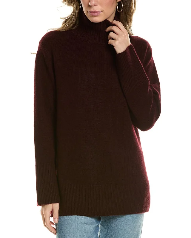 Vince Mixed Gauge Turtleneck Wool & Cashmere-Blend Tunic Sweater Boxy Sweater Fitted Sweater A-Line Vince Mixed Gauge Turtleneck Wool & Cashmere-Blend Tunic Sweater Boxy Sweater Fitted Sweater A-Line