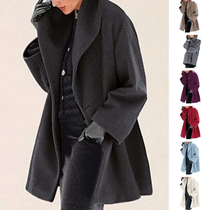 womens winter coats Trendy Clothes Multi-color Round Neck Loose Sweater Woolen Coat Layered Multi-layer Single Layer