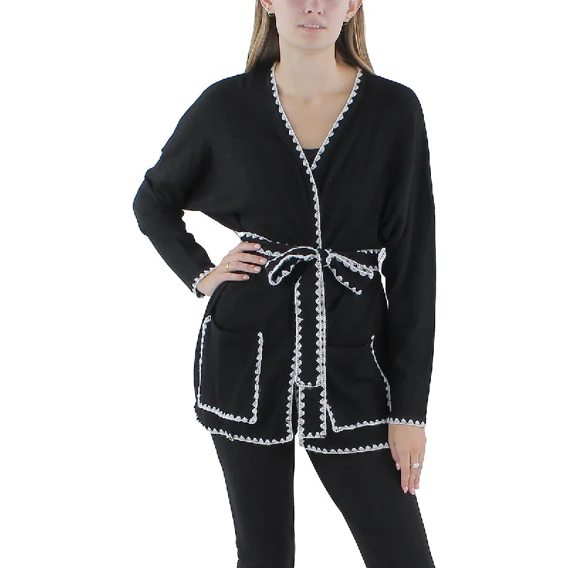 YAL New York Womens Knit Belted Duster Sweater Terry Blend Velvet Blend Canvas Blend YAL New York Womens Knit Belted Duster Sweater Terry Blend Velvet Blend Canvas Blend