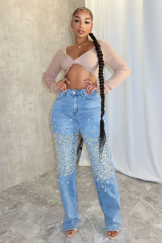 Diamonds In The Sky Straight Jeans Comfortable Stretch Fit Jeans