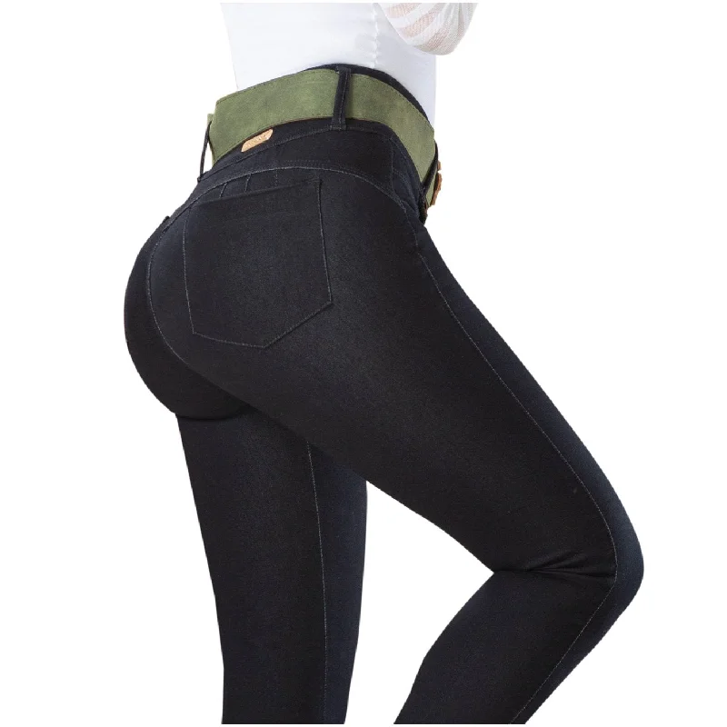 DRAXY 1324 Colombian Butt lifter Mid Rise Skinny Jeans Fashionable Button-Front Jeans