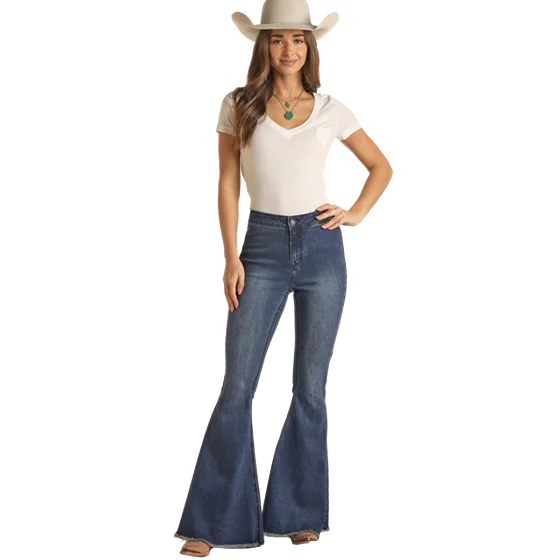 Extra Stretch High Rise Bell Bottom Jeans Rock & Roll Denim for Women Stylish Acid-Wash Jeans Extra Stretch High Rise Bell Bottom Jeans Rock & Roll Denim for Women Stylish Acid-Wash Jeans