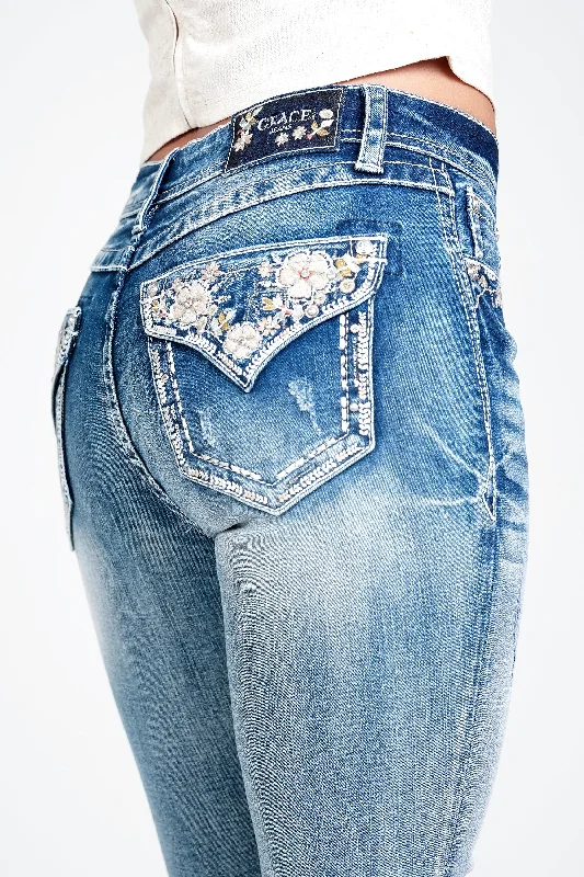 Floral Modify Faux Flap Embellished Mid Rise Bootcut Jeans Chic Dark-Wash Skinny Jeans Floral Modify Faux Flap Embellished Mid Rise Bootcut Jeans Chic Dark-Wash Skinny Jeans