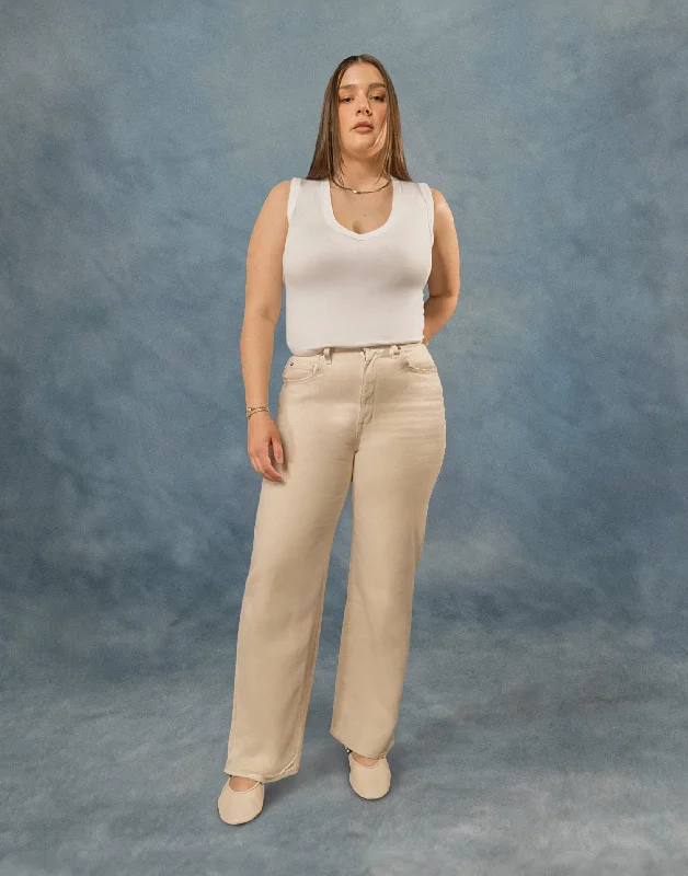 LILY WIDE LEG JEANS / OFF-WHITE Comfortable Boyfriend Jeans
