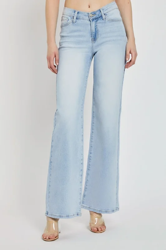 RISEN Full Size Wide Leg V Dipped Front Waist Jeans Comfortable Faded High-Rise Jeans RISEN Full Size Wide Leg V Dipped Front Waist Jeans Comfortable Faded High-Rise Jeans