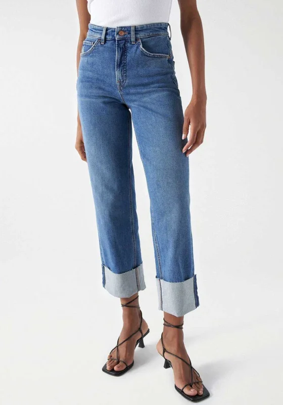 Salsa Faith High Rise Straight Leg Jeans, Medium Blue Stylish High-Waist Skinny Denim Salsa Faith High Rise Straight Leg Jeans, Medium Blue Stylish High-Waist Skinny Denim