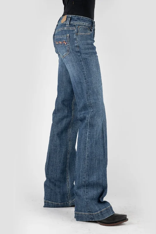 Tin Haul Womens Blue Cotton Blend Ella Fit 3 Horses Jeans Comfortable Full-Length Denim Jeans Tin Haul Womens Blue Cotton Blend Ella Fit 3 Horses Jeans Comfortable Full-Length Denim Jeans