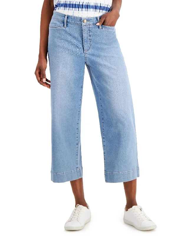 Charter Club Cropped Wide Leg Jeans Comfortable Zip-Up Skinny Jeans