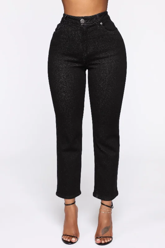 Chelsea High Rise Mom Jeans - Black Stylish Bootcut Denim Jeans