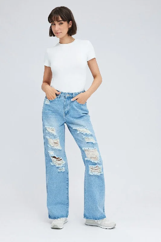 Denim 90's Wide Leg Jeans Cozy Relaxed Fit Jeans