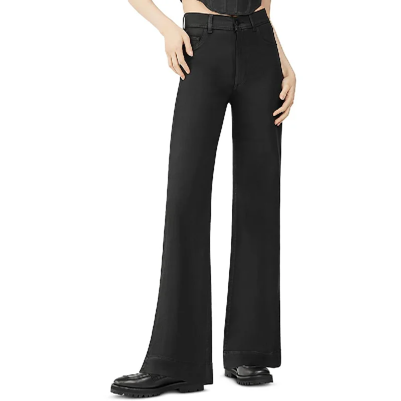 DL1961 Womens High Rise Coated Wide Leg Jeans Stylish Cargo Style Jeans