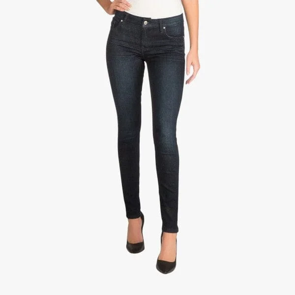 Guess Women's Power Curvy Mid Rise Jeans Dark Wash Trendy Wide-Legged High-Waist Jeans