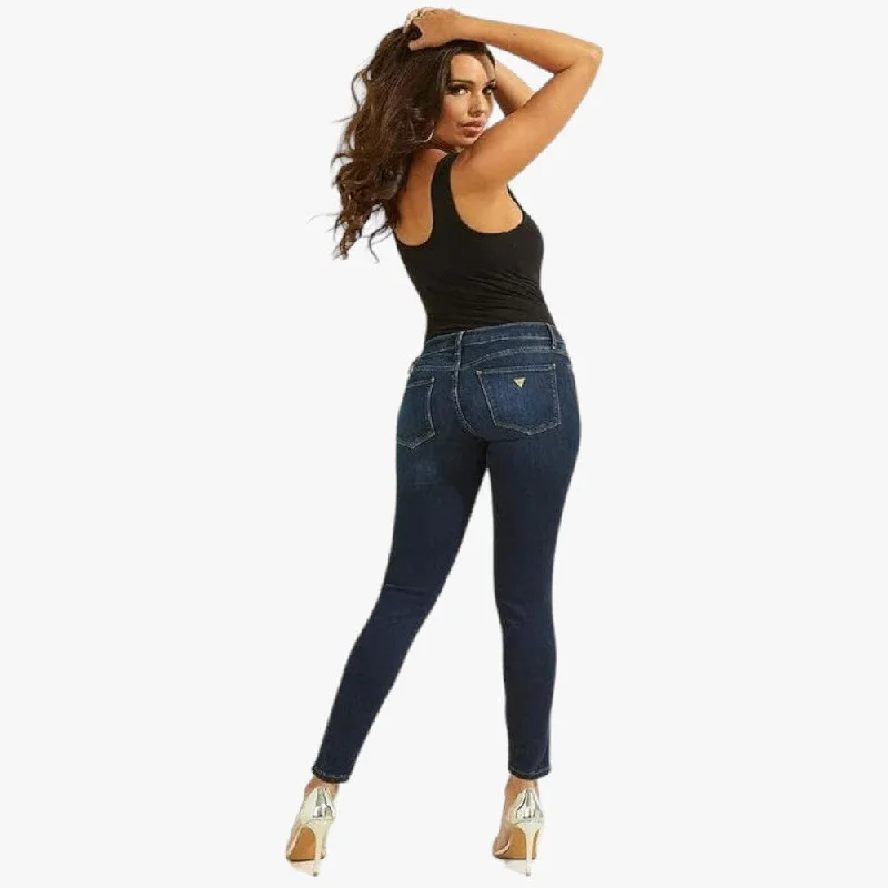 Guess Womens Sexy Curve Cumberland Jeans Dark Wash Comfortable Folded Hem Jeans