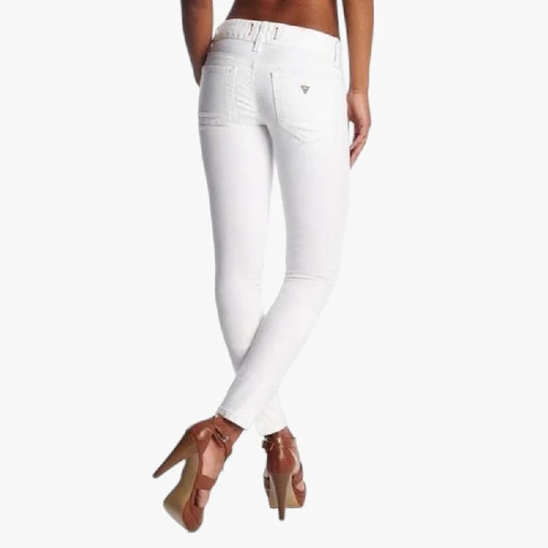 Guess Womens Sexy Curvy Mid Jeans White Trendy Layered Pocket Jeans