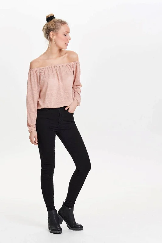 High skinny fit jeans - Sort Stylish Relaxed Fit Skinny Jeans