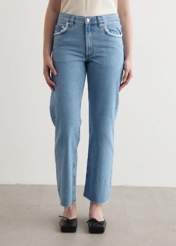 Relaxed Raw Edge Jeans Trendy Bootcut High-Waisted Jeans