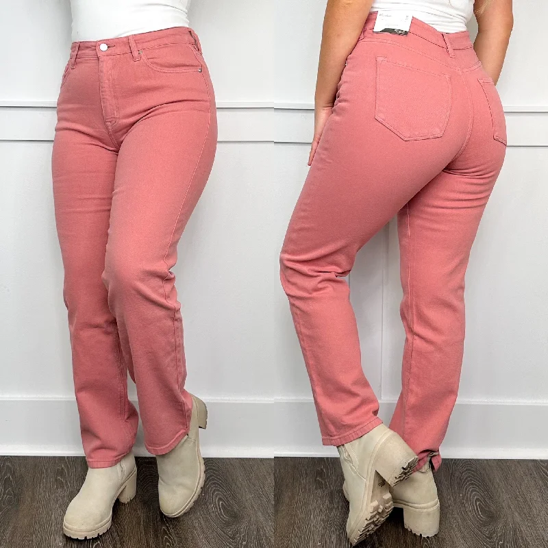 KanCan Harper High Rise 90s Straight Leg Pink Jeans Classic Blue Denim Jeans