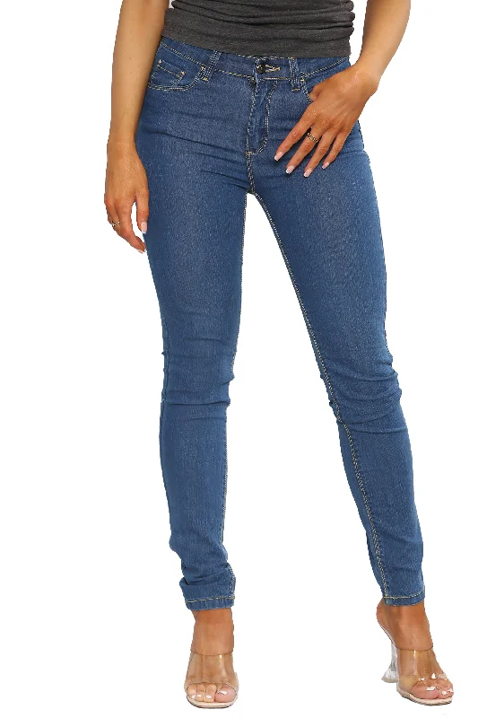 Enzo | Ladies Skinny Stretch Jeans Fashionable Cropped Denim Jeans