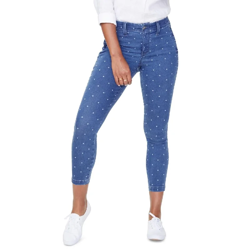 NYDJ Womens Plus Ankle Polka Dot Skinny Jeans Stylish High-Rise Mom Jeans