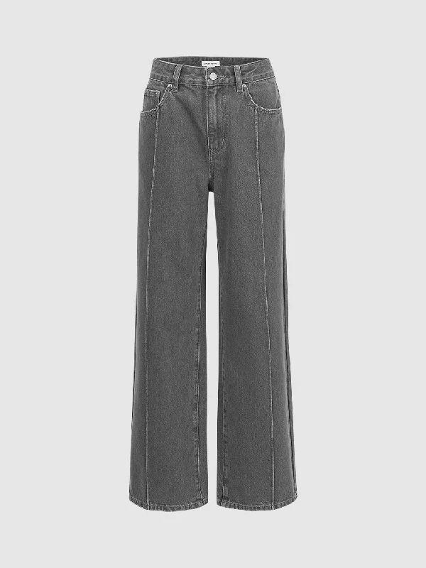 Wide-Leg Jeans Trendy Colored Denim Jeans