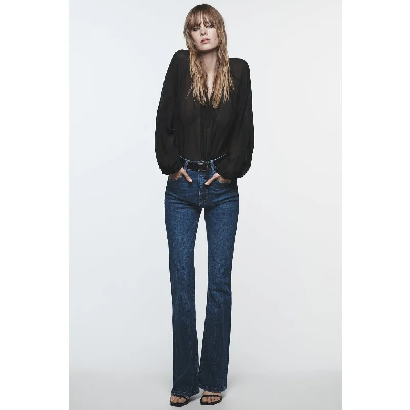 ZR Blue Skinny Flare Jeans Casual High-Waisted Bootcut Jeans