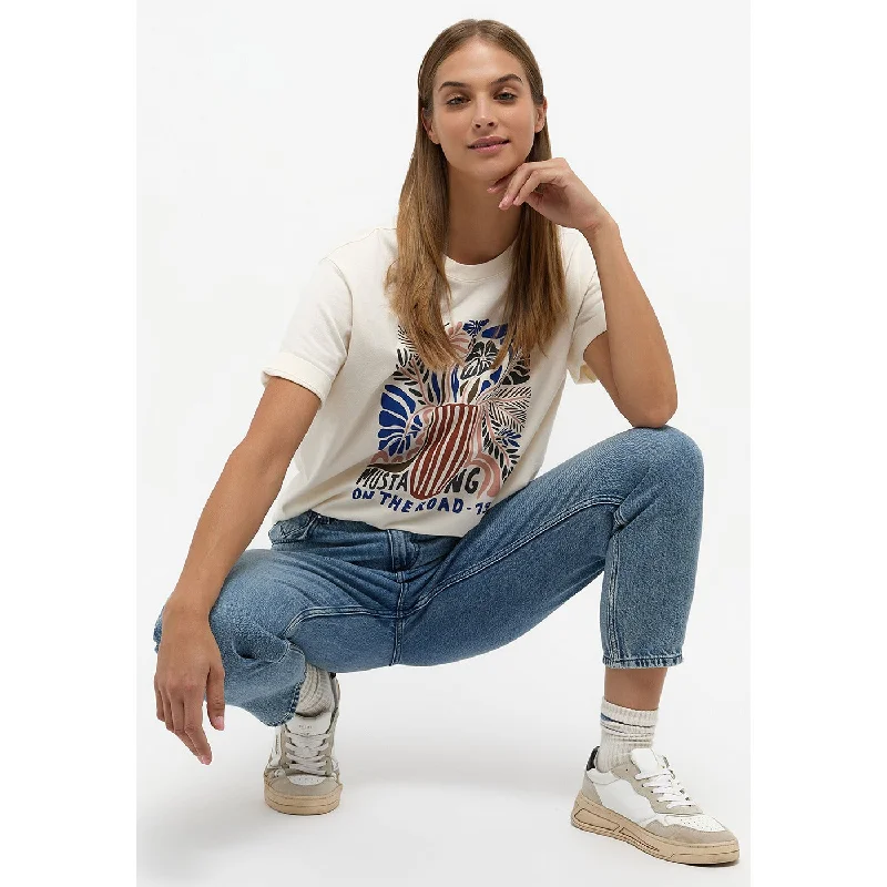 Mid Blue High Rise Mom Jeans Casual Straight-Leg Jeans