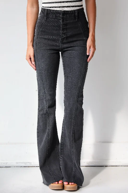 Zoey Black Flare Jeans Cozy Tencel Blend Denim Jeans